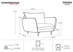 Ciemnoszary fotel Cosmopolitan Design Vienna