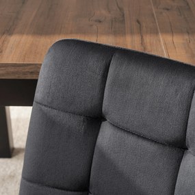 Krzesło Tapicerowane do Jadalni PERU Czarne Welurowe Nowoczesne Loft