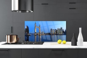 Panel Szklany do Kuchni Podświetlony Most Miejski