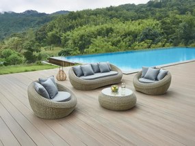 Stolik kawowy ogrodowy z technorattanu naturalny ciemny - WHITEHEAVEN marki MYLIA