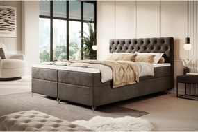 BEDANTE Łóżko CHESTER 180x200 Monolith 15, Brązowe, pojemnik, chromowane nogi, małżeńskie, topper, materac, bonell, tapicerowane, MONOLITH