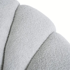 Fotel Wypoczynkowy Obrotowy PETTIT Szary z Pufą w Tkaninie Teddy Boucle