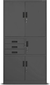 Biurowa szafa na akta z sejfem Filip II 90x40x185 cm antracyt