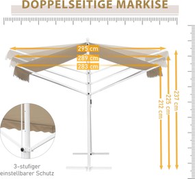Outsunny markiza stojąca ogrodowa ze składanym ramieniem taras beżowy 4 x 3 m