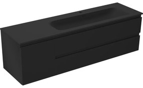 Mexen Orio szafka łazienkowa 160 cm z umywalką Vela prawą, 2S, 1D, czarna mat - 91A13-16047-3-BBFFF71-W23P71
