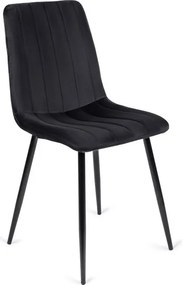 Krzesło Tapicerowane do Jadalni IBIS Czarne Welurowe Nowoczesne Loft