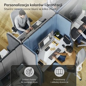 Ścianka działowa akustyczna Sadie, kolor Carbon Fog, rozmiar 280/145 cm
