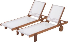Leżak z drewna egzotycznego "Sajgon" - Klon - Ecru - Zestaw 2 szt.