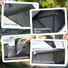 Wózek dla Psów PawHut Składany dla Psów i Kotów do 30 kg, 110 x 65 x 102 cm, Ciemnoszary