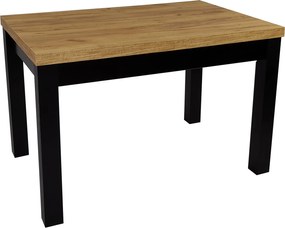 Solidny stół rozkładany R-7 80x140/180 czarny/blat dąb craft + nogi drewniane