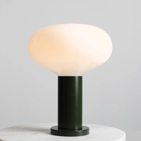 Ciemnozielona lampa stołowa z białym kloszem Flo Moss