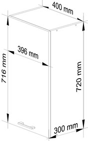 Szara minimalistyczna górna szafka kuchenna - Vivienne 15X 40 cm