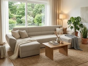 Rozkładana kanapa w kształcie U TAVERO 321x140 cm, jasnobeżowa