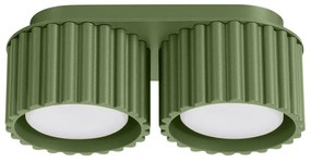 Plafon dwupunktowy AURA 2 zielony oliwkowy GX53 ryflowany SOLLUX  LIGHTING
