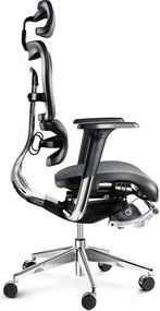 Fotel biurowy z podnóżkiem Diablo V-Master, zgodny z normą BHP, kolor czarno-szary