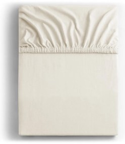 Kremowobiałe dżersejowe prześcieradło z gumką 220x200 cm Amber – Restilo