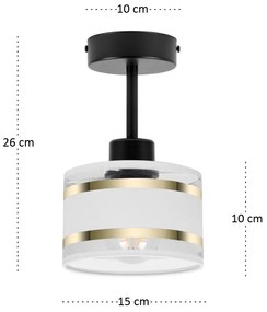 Lampa sufitowa czarna jednopunktowy spot z białym abażurem T-1010SC-WE