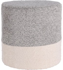 Pufa okrągła tapicerowana w dwóch kolorach boucle, Ø 35 x 34 cm