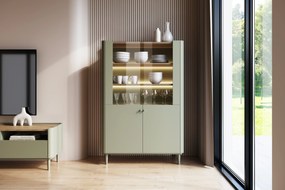 Witryna Elivo 100 cm dwudrzwiowa na nóżkach - eukaliptus / dąb baltic dune