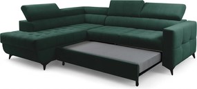 Narożnik Nardo L z funkcją spania lewostronny - zielony welur Bluvel 78