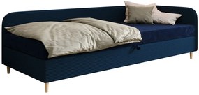 Nowoczesne granatowe łóżko prawostronne z materacem 100x200 G2-M49