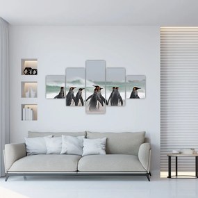 Obraz pingwinów nad oceanem (125x70 cm)