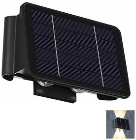LED solarny kinkiet 4xLED/1,5W/3,7V 1500 mAh IP54 czarny