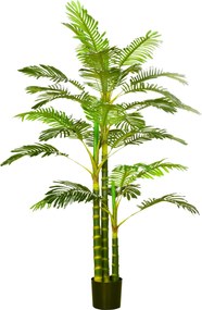 HOMCOM Sztuczna Roślina w Doniczce, 190 cm, Łatwa w Pielęgnacji Sztuczna Palma do Wnętrz i Na Zewnątrz, Plastik, Zielony