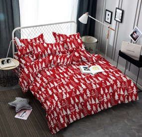 PrzytulneMieszkanie.pl PrzytulneMieszkanie.pl Pościel z mikrofibry CHRISTMAS TREES czerwona Rozmiar pościeli: 70 x 90 cm | 140 x 220 cm