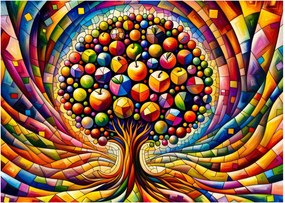 Obraz – Kolorowe drzewo z jabłkami (70x50 cm)