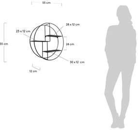 Czarna wielopoziomowa metalowa półka 55 cm Across – Kave Home