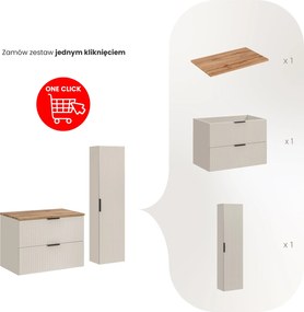Zestaw mebli łazienkowych Adel 84 kaszmir/dąb wotan - szafka 80 cm z blatem i słupek
