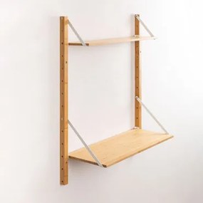 Modułowa Półka Ścienna Z Bambusa Kolex Brązowy Naturalne Drewno & 2 Półki O Długości 64 Cm - Sklum