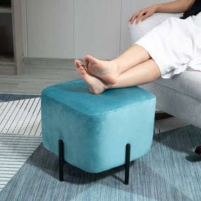 HOMCOM pufa podnóżek do salonu wyściełany poliester stal turkusowy