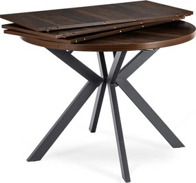 Zestaw Stół Okrągły Rozkładany LUKAS 100-250 cm Orzech/Czarny i 4 Krzesła Tapicerowane PERU Czarne Welurowe