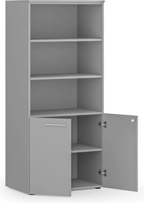 Szafa biurowa z drzwiami niskimi PRIMO GRAY, 800 x 500 x 1781 mm, szary