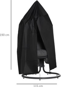 Outsunny pokrowiec na fotel wiszący wodoodporny 115x115x190 cm czarny | Aosom PL