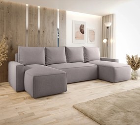 Szary narożnik w kształcie U z funkcją spania N4-L59