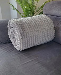 Koc w Kostkę 200x220cm Miękki szary na łóżko Przytulny do Salonu i Sypialni