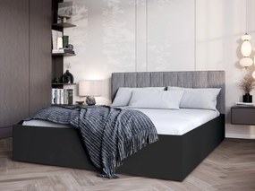 Czarne łóżko z materacem i pojemnikiem 160x200 D7-W04