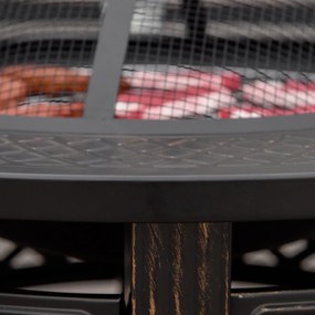 Outsunny Misa Paleniskowa Stalowa z Pogrzebaczem i Osłoną Iskier Idealna na Kemping i Grill Czarna 81x81x50cm | Aosom PL