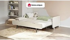 Łóżko wysuwane 2 x 90 x 190 cm - MDF i drewno sosnowe - Naturalny i beżowy - TALUDO