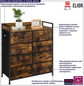 Industrialna komoda z 8 szufladami rustykalny brąz - Lea