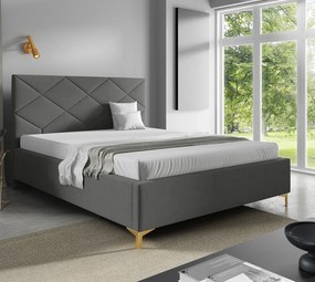 Ciemnoszare łóżko tapicerowane welurem 4 rozmiary G5-G00