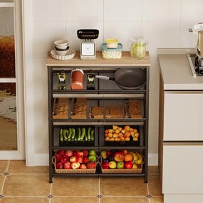 Regał szafka kuchenna jasny brąz industrialny drewno retro półka loft 75 cm