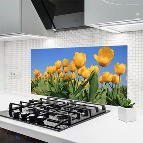 Panel Szklany do Kuchni Barwna Kompozycja Tulipanów