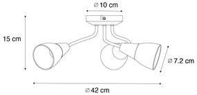 Klasyczny plafon złoty z matowym szkłem okrągły 3 światła - Madi