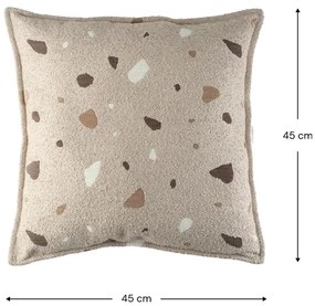 Jasnobrązowa poduszka na sofę dziecięcą z materiału bouclé/z tkaniny szenilowej Terrazzo Block – Wigiwama