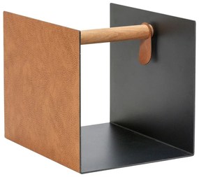 Czarny/w naturalnym kolorze metalowy/ze skóry ekologicznej pojemnik dekoracyjny 32x38x31 cm Bull – LIND DNA