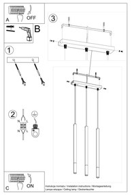 Lampa wisząca MOZAICA 3L czarna/miedź SOLLUX  LIGHTING
